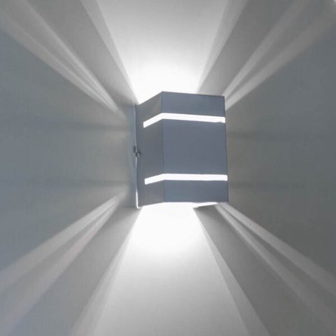 kit 12x Arandela Branca + LED 5W 6000K 110V luminária Externa Parede Muro 2 Focos Frisos Fachos St32