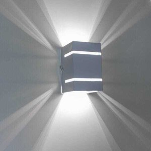 kit 9x Arandela Branca + LED 5W 6000K luminária Externa Parede Muro 2 Focos Frisos Fachos St327