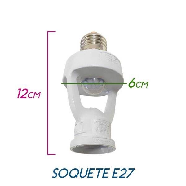 Sensor Presença Soquete E27 Bivolt + Led Bulbo 12w Branco Quente ST1860 - 2