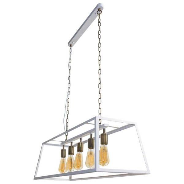 Pendente Quadrado em Metal Branco Starlux para 5 lâmpadas E27 St1809 - 7