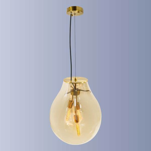 Pendente Caju Vidro 48cm Bella Iluminação + 3 lâmpadas T30 110V St1882 ...