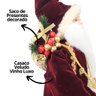 Casal Papai e Mamãe Noel Decorativo 50cm Casaco Luxo Vinho Detalhes Dourado - Noel Decor - 5