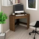 Ver imagem 1 de Mesa Escritório Office de Canto Escrivaninha com Gaveta: Nogal