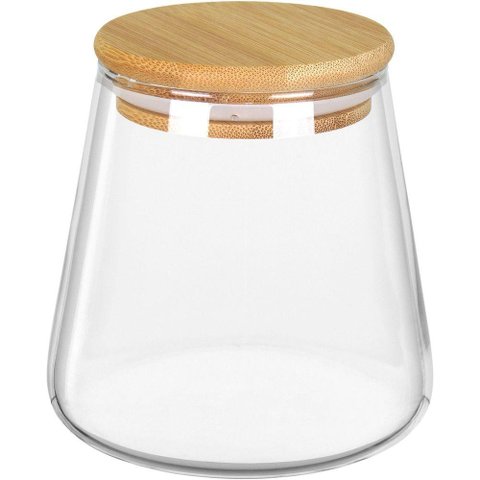 Pote Porta Mantimentos Home&co com Tampa Bambu Borossilicato 550ml 10x8x8cm Transparente