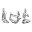 Ver imagem 1 de KIT 2 PEÇAS ESCULTURA YOGA PRATA EM PORCELANA - 3 PCS