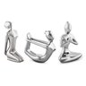 KIT 2 PEÇAS ESCULTURA YOGA PRATA EM PORCELANA - 3 PCS - 1