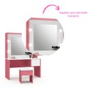 Ver imagem 3 de Penteadeira Infantil com Led Espelho e Banqueta Criança