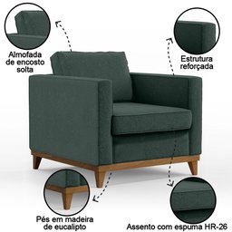 Poltrona Decorativa Para Sala de Estar Jane D05 Linho Verde - Mpozenato - 3