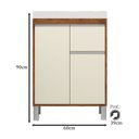 Ver imagem 3 de Gabinete de Banheiro 60cm com Lavatório 2 Portas 1 Gaveta Soft Off White/Amêndoa