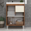 Ver imagem 4 de Gabinete de Banheiro 60cm com Lavatório 2 Portas 1 Gaveta Soft Off White/Amêndoa