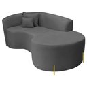 Ver imagem 6 de Divã Recamier Curvo Sala de Estar Recepção Inglaterra 180cm Pés Metal Dourado Lado Direito Linho Cin