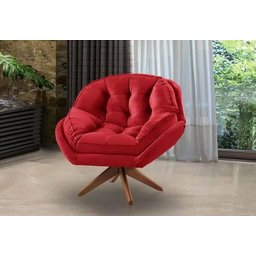 Poltrona Decorativa Califórnia Giratória Suede Vermelho - Fm - 2