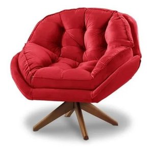 Poltrona Decorativa Califórnia Giratória Suede Vermelho - Fm