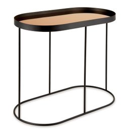 Mesa Lateral Preta em Metal com Espelho Cobre - 1