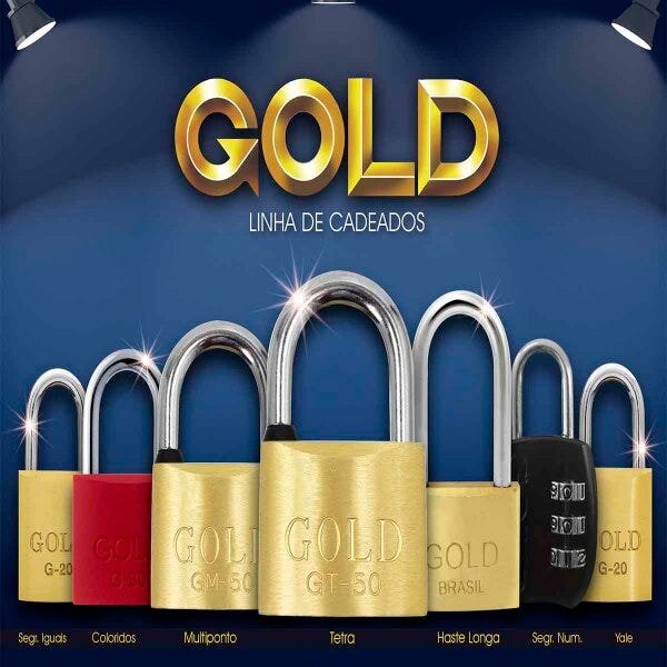 Cadeado Multiponto Gold 50mm 3 chaves Anti Micha Aço Latão - 4