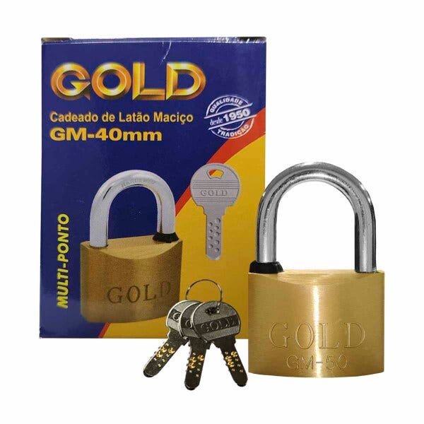 Cadeado Multiponto Gold 40mm 3 chaves Anti Micha Segurança - 1