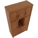 Ver mais imagens de Guarda Roupa Solteiro com Espelho 5 Portas 3 Gavetas Madeira Maciça Lorie F06 Castanho - Lyam Decor