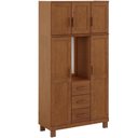Ver imagem 7 de Guarda Roupa Solteiro com Espelho 5 Portas 3 Gavetas Madeira Maciça Lorie F06 Castanho - Lyam Decor