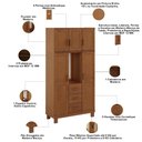Ver imagem 5 de Guarda Roupa Solteiro com Espelho 5 Portas 3 Gavetas Madeira Maciça Lorie F06 Castanho - Lyam Decor