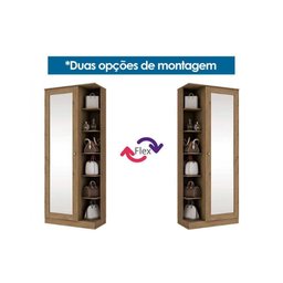 Armário Sapateira Quarto Duetto c/ 1 Porta c/ Espelho Rústico - Henn - 3