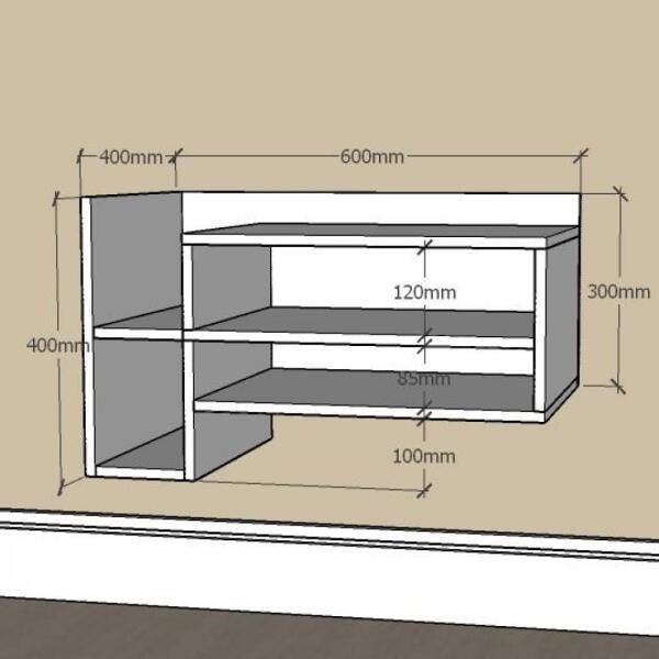 Aparador Simples com Nichos em MDF Preto - 2