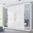 Ver imagem 1 de Guarda-Roupa Casal 6 Portas 4 Gavetas com Espelho Premium Yescasa Branco