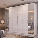 Ver imagem 1 de Guarda-Roupa Casal 6 Portas 4 Gavetas com Espelho Premium Yescasa Branco