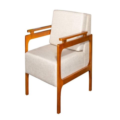 Poltrona Decorativa Yasmin Luxo Dora Bela Cor Bege Linho