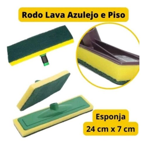 Rodo Abrasivo Refil Esponja Lava Piso Lava Azulejo Esfregao - 5