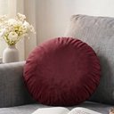 Ver imagem 1 de Almofada Redonda Veludo Premium 35cm Decorativa com Zíper e Enchimento - Bordo