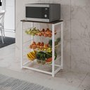 Ver imagem 1 de Fruteira com Suporte para Micro-ondas Barcelona Aço Branco Cesto Branco Tampo Amêndoa - Cor: