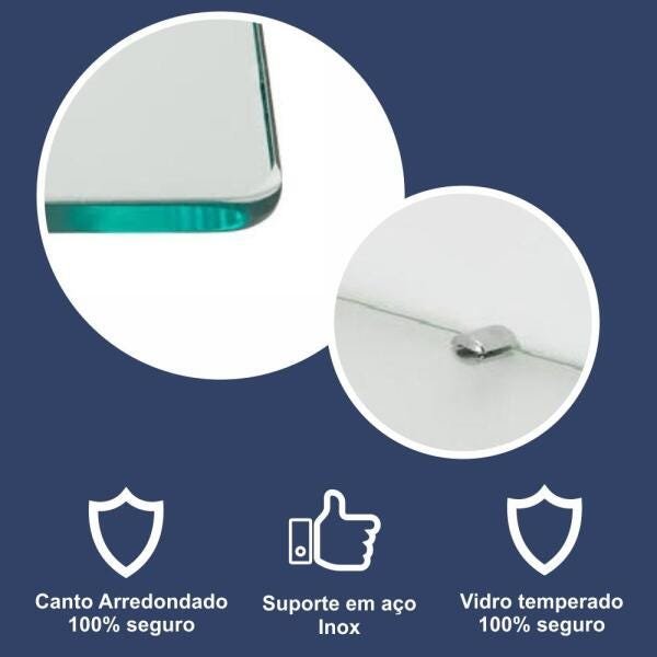 Kit com uma Prateleira para cozinha 30 cm vidro temperado - 2