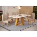 Ver imagem 1 de Sala de Jantar Completa Celeste C/ Tampo Madeirado C/ Vidro Retangular 160x90cm e 6 Cadeiras Lia