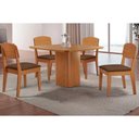 Ver imagem 1 de Conjunto: Mesa de Cozinha Maldivas c/ Tampo Madeirado Canto Curvo 90x90cm e 4 Cadeiras Havana