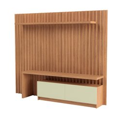Painel Ripado Mdf para Tv 2,23 X 1,83m com Luzes Led Tb183l Pradel Móveis-freijó/off White - 2 Painel Ripado Mdf para Tv 2,23 X 1,83m com Luzes Led Tb183l Pradel Móveis-freijó/off White - 2