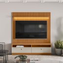 Ver imagem 2 de Conjunto Painel Ripado Betina com 1 Rack Nature e Off White 180x198 cm - D’Rossi