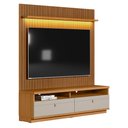 Ver imagem 1 de Conjunto Painel Ripado Betina com 1 Rack Nature e Off White 180x198 cm - D’Rossi