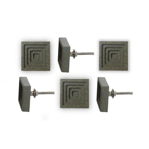 Kit 6 Puxadores Porta Claro Concreto/Metal 5x8x5cm Besha