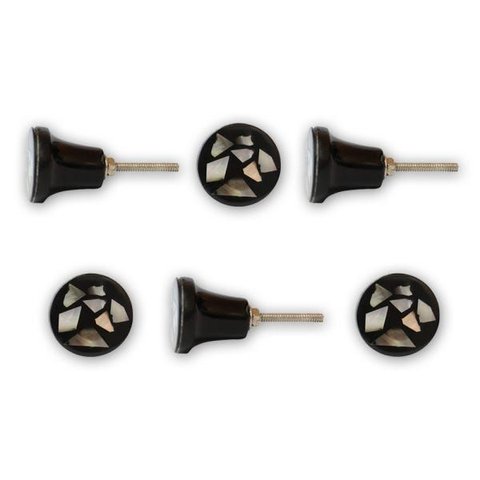 Kit 6 Puxadores Madrepérola Pedaços com Resina 3,5x3,5x3 cm