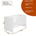 Ver imagem 3 de Berço para Bebê Mila 132cm Branco Brilho - Sallar Home