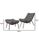 Ver imagem 1 de Poltrona Costela com Puff Adão Preto Mad Veludo Grafite-jotabe