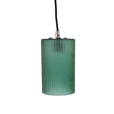 Pendente de Vidro Verde Cilíndrico E27 12 x 12 x 28 cm