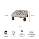 Ver imagem 3 de Banqueta Pashmina Madeira Estofada C Bordado Branco Besha A22XL39XC39