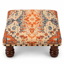 Ver imagem 1 de Puff Quadrado Estofado em Madeira com Tecido Estampado Laranja e Azul 39x39x22 cm Luxo
