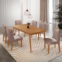 Ver imagem 1 de Mesa de Jantar Copper 180cm Tampo Mdf com 6 Cadeiras Eloise Moderna Mobília