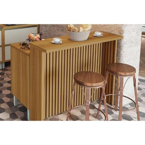 Balcão de Cozinha Modulado Rainha com 1 Porta e 4 Gavetas 120cm Freijó