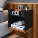 Ver imagem 2 de Mesa de Cabeceira Madri Suspensa para Quarto - Preto com Cinamomo