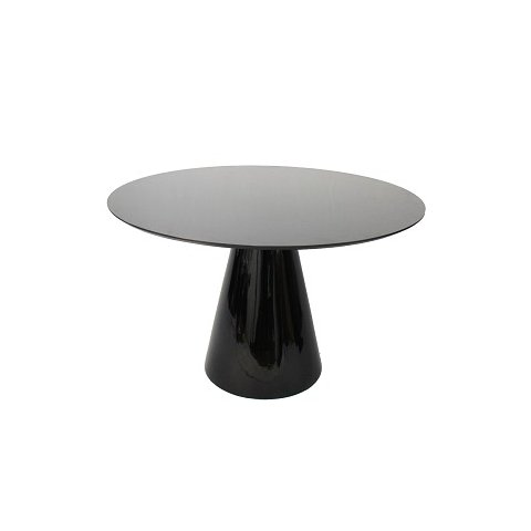 Mesa de Jantar Cone 70 Cm Laca Preta + Vidro - Preto