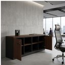 Ver imagem 1 de Armário Baixo Credenza com Nicho Central 1,60x0,72x0,45m - Workstart - Marsala/Preto - 23501