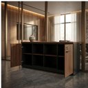 Ver mais imagens de Armário Baixo Credenza com Nicho Central 1,60x0,72x0,45m - Workstart - Marsala/Preto - 23501